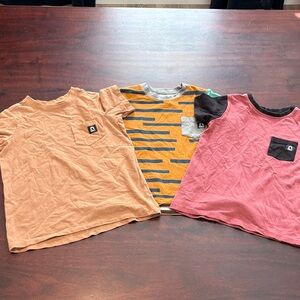 Rags to Raches Kids' Short Sleeve Tees - Tan, Orange blue stripe, and crimson